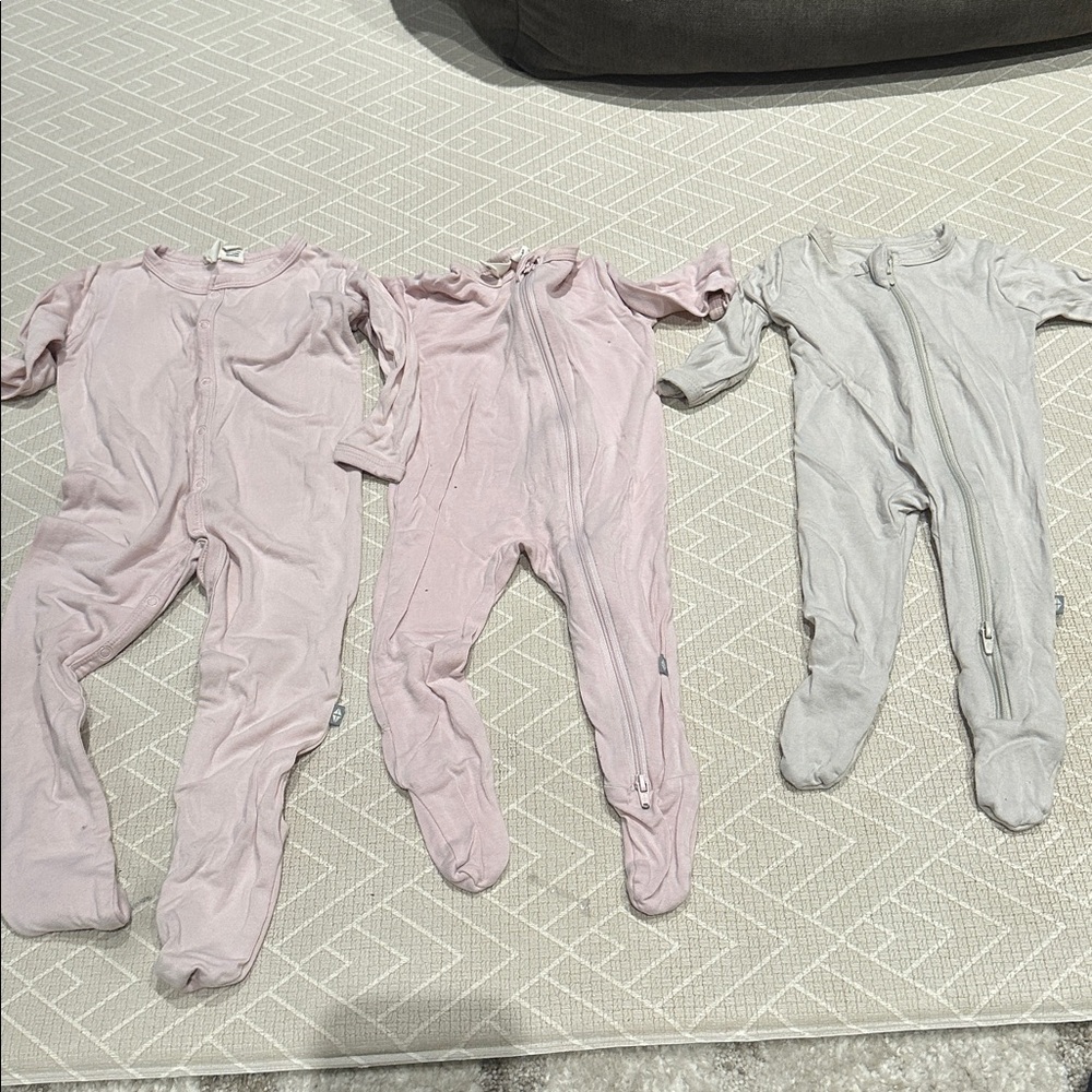 KYTE Baby Soft Pink and Gray Kids Footies